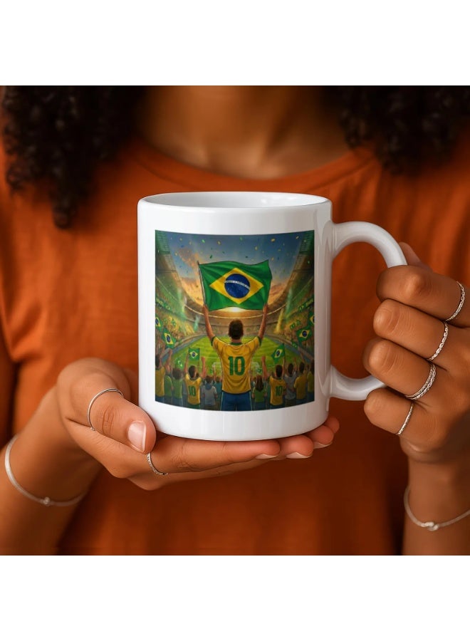 RYN Brazil Number 10 Jersey Fan Mug, 2026 Match Day Pride Cup - Image 1