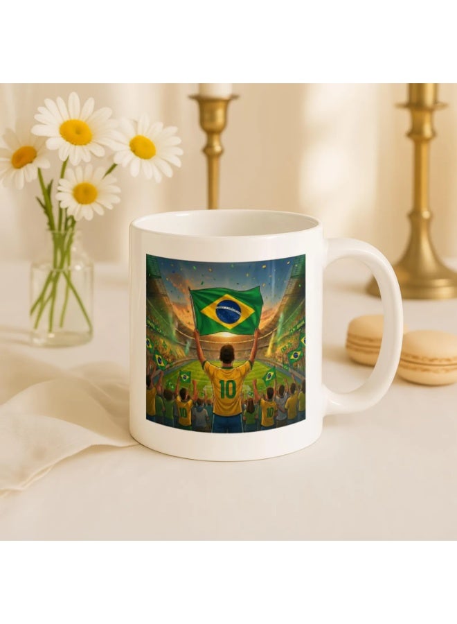 RYN Brazil Number 10 Jersey Fan Mug, 2026 Match Day Pride Cup - Image 2