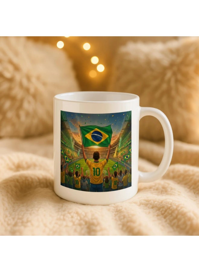 RYN Brazil Number 10 Jersey Fan Mug, 2026 Match Day Pride Cup - Image 3