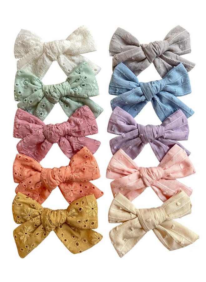 Cherssy - 4" Big Hair Bow Clips for Girl, 10pcs Embroidered Fully Lined Alligator Clip Hair Accessories for Infants Toddler Little Girls Children by Cherssy - Image 1