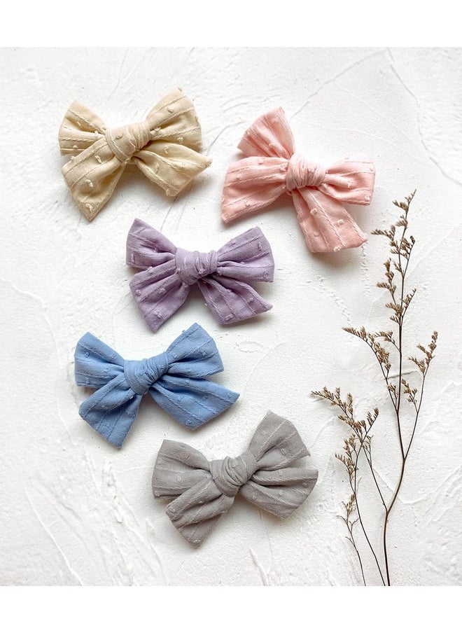 Cherssy - 4" Big Hair Bow Clips for Girl, 10pcs Embroidered Fully Lined Alligator Clip Hair Accessories for Infants Toddler Little Girls Children by Cherssy - Image 1