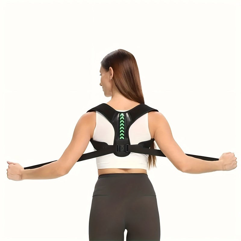 Green Mens Adjustable Posture Support Belt with X Strap Ergonomic Back Brace M - Image 5
