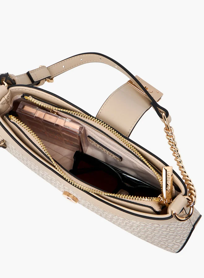 سيليست Women's Monogram Print Shoulder Bag with Flap Closure
