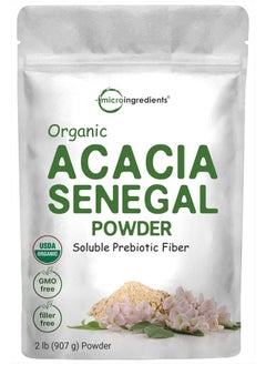 Micro Ingredients Organic Acacia Senegal Powder, 2 Pounds (32 Ounce), Instant Soluble Fiber Powder, Plant-Based Prebiotic Superfood for Gut Health, Non-GMO, No Gluten, Vegan  - Image 1