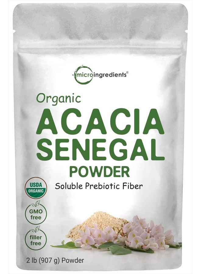 Micro Ingredients Organic Acacia Senegal Powder, 2 Pounds (32 Ounce), Instant Soluble Fiber Powder, Plant-Based Prebiotic Superfood for Gut Health, Non-GMO, No Gluten, Vegan - Image 1