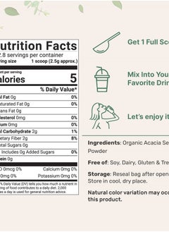 Micro Ingredients Organic Acacia Senegal Powder, 2 Pounds (32 Ounce), Instant Soluble Fiber Powder, Plant-Based Prebiotic Superfood for Gut Health, Non-GMO, No Gluten, Vegan  - Image 2
