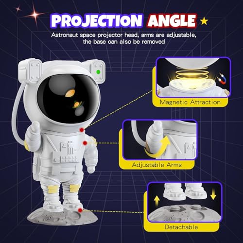 Desidiya LED Starry Night Light Projector Lamp, Galaxy Projector, Star Projector with Timer and Remote Astronaut Nebula Lamp for Kids Adults, Room Decor Gifts for Kids, Friends, Birthday Party (White) - Image 2