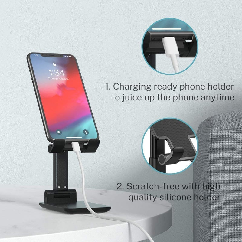 SKYCELL Tab Stand Holder Adjustable Mobile Stand for Table (Color May Vary Silver/Black) - Image 5