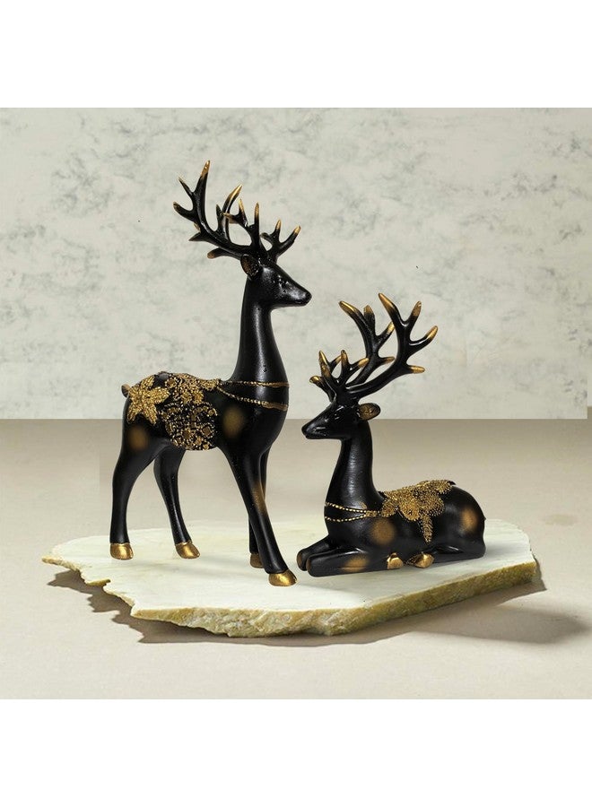 Xtore Creative Resin Golden and Black Reindeer Sculptures | Beautiful Home Decor | Lifts up Energy of Your Room (Pack of 2, Black) - Image 5