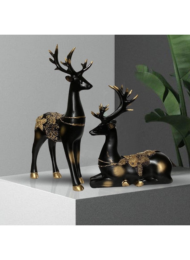 Xtore Creative Resin Golden and Black Reindeer Sculptures | Beautiful Home Decor | Lifts up Energy of Your Room (Pack of 2, Black) - Image 3