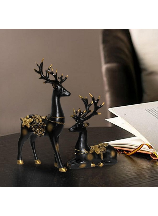 Xtore Creative Resin Golden and Black Reindeer Sculptures | Beautiful Home Decor | Lifts up Energy of Your Room (Pack of 2, Black) - Image 2