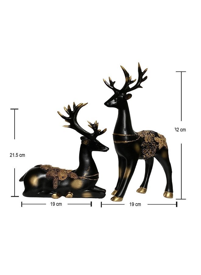 Xtore Creative Resin Golden and Black Reindeer Sculptures | Beautiful Home Decor | Lifts up Energy of Your Room (Pack of 2, Black) - Image 4