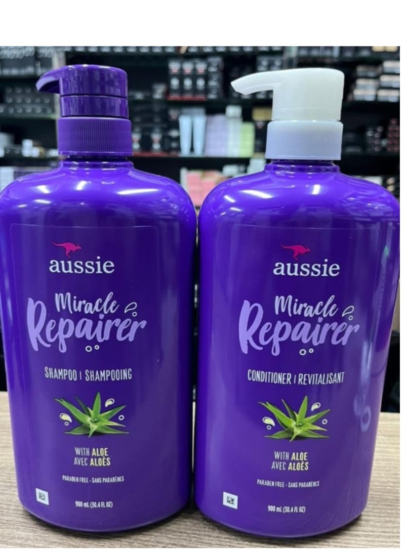 Aussie Miracle Shampoo and conditioner with Aloe Vera - 900+900 ml