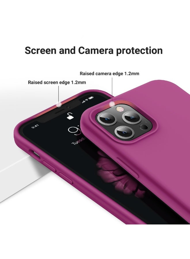 Compatible with iPhone 13 Pro Max Case 6.7 Inch Slim Liquid Silicone 4 Layers Soft Gel Rubber Shockproof Protective Phone Case with Anti Scratch Microfiber Lining (Pitaya) - Image 5