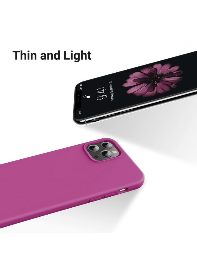 Compatible with iPhone 13 Pro Max Case 6.7 Inch Slim Liquid Silicone 4 Layers Soft Gel Rubber Shockproof Protective Phone Case with Anti Scratch Microfiber Lining (Pitaya) - Image 4