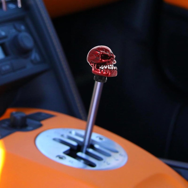 Universal Crimson Skull Gear Shift Knob Manual and Automatic Car Gear Lever Stick Handle Red Car Accessory Replacement Part for Interior Modification - Image 4