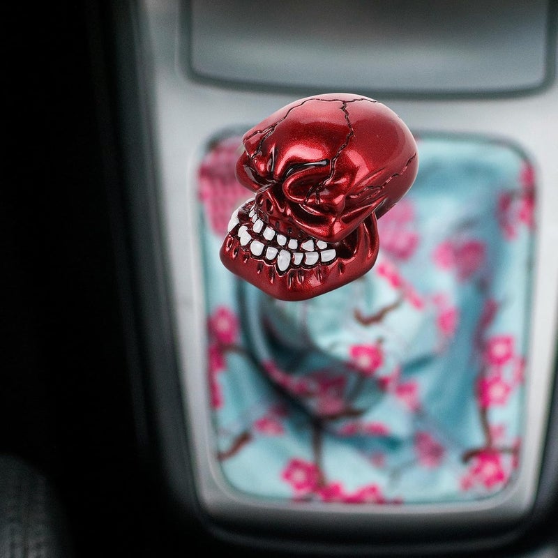Universal Crimson Skull Gear Shift Knob Manual and Automatic Car Gear Lever Stick Handle Red Car Accessory Replacement Part for Interior Modification - Image 5