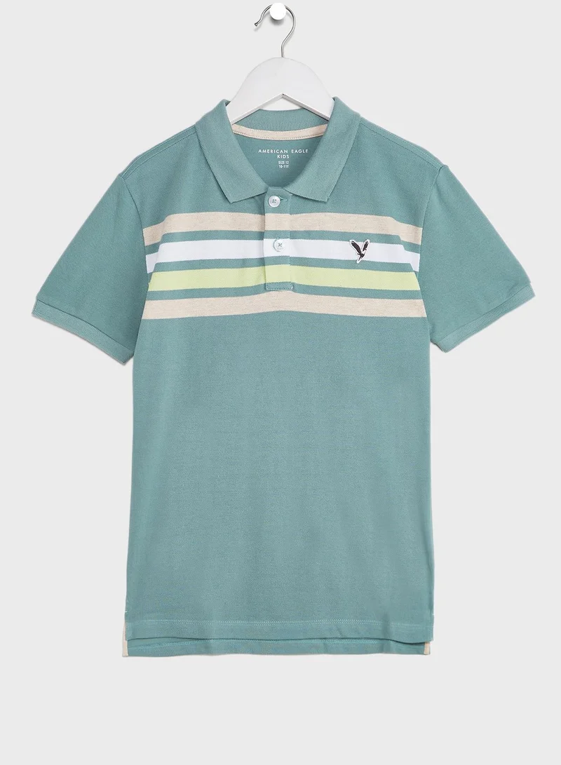 American Eagle Kids Chest Stripe Polo