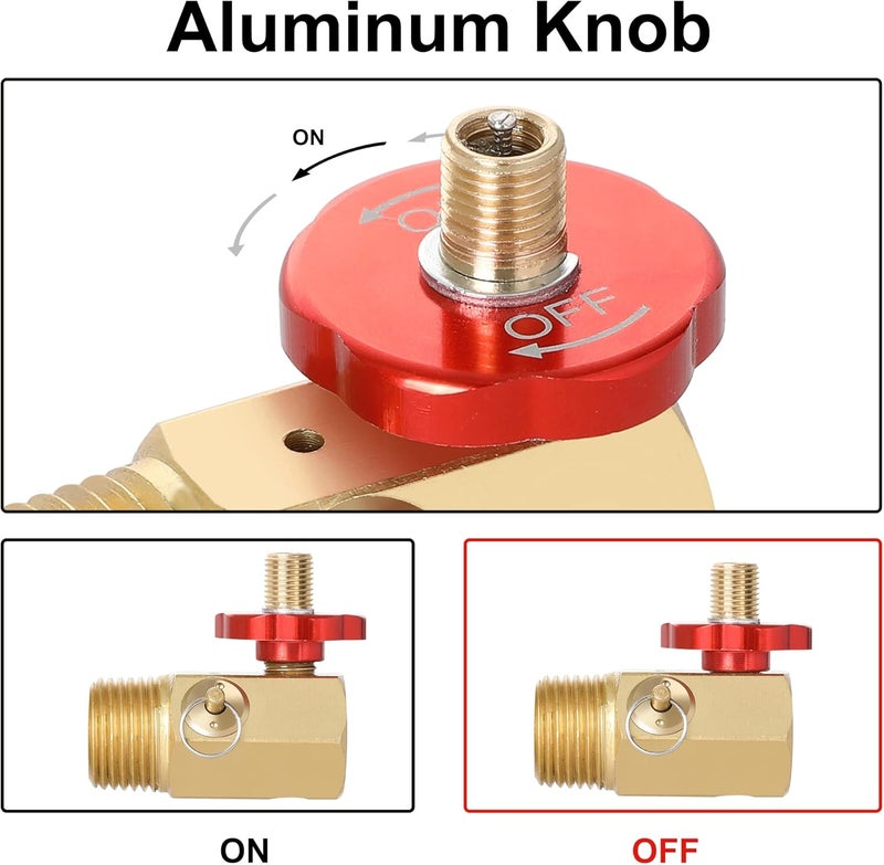 Hromee Air Tank Manifold Tool with Fill Port, Aluminum Shut Off Safety Valve and Relief Bypass 1/2" NPT Tank x 1/4" NPT Hose x 1/8" NPT Gauge for Air Compressor Portable Carry Tank - Image 4