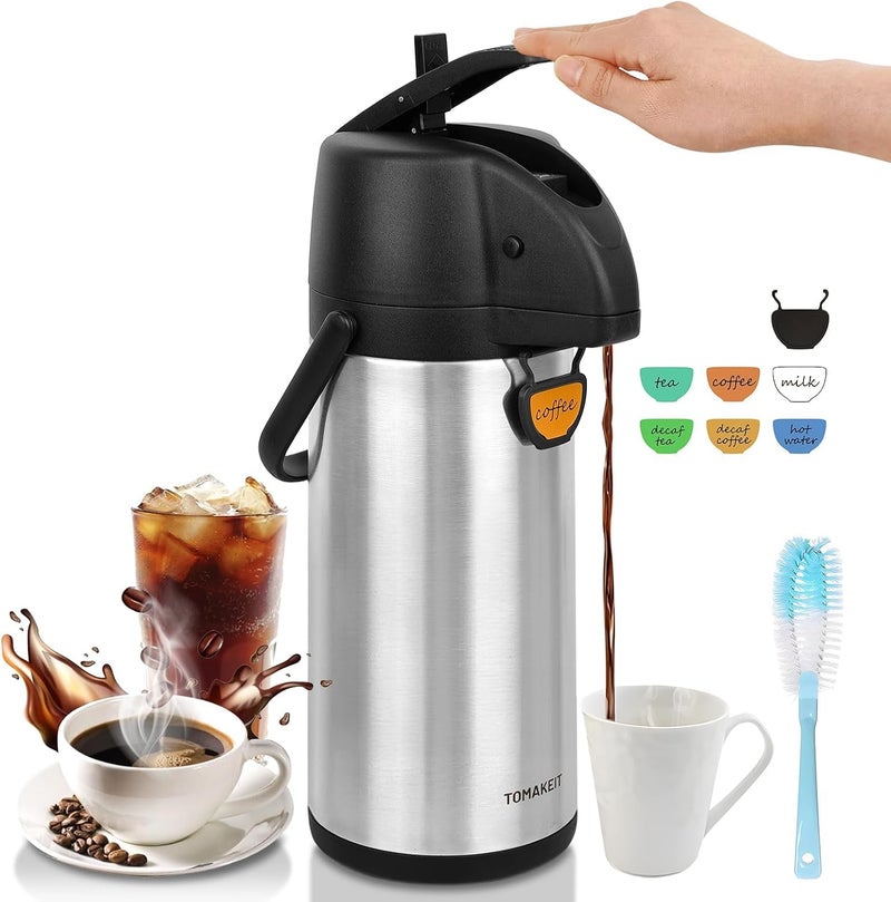  TOMAKEIT TOMAKEIT Airpot Coffee Dispenser Thermal with Pump3L102 Oz Insulated Stainless Steel Large Airpot Coffee Carafe Lever Action for HotCold WaterThermal Carafe for Hot Cocoa for Parties - Image 1