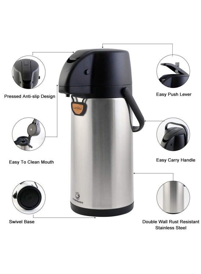  TOMAKEIT TOMAKEIT Airpot Coffee Dispenser Thermal with Pump3L102 Oz Insulated Stainless Steel Large Airpot Coffee Carafe Lever Action for HotCold WaterThermal Carafe for Hot Cocoa for Parties - Image 5