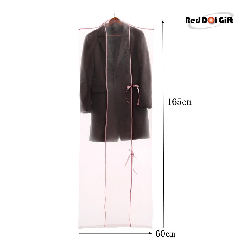 Red Dot Gift Pack of 10 Premium Organza Hanging Garment Bag 66''x 24'' / 165 * 60cm Tie with ribbon Dress Bags for Closet and Cloth Storage (Rose Pink) - Image 2