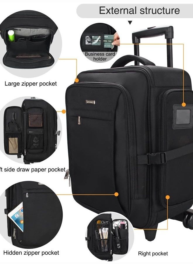 Relavel Rolling Makeup Case, Makeup Backpack Professional Makeup Artist Train Case Trolley Travel Cosmetic Brush Holder Organizer, Extra Large Capacity, with Waterproof Lining and Adjustable Dividers  - Image 5