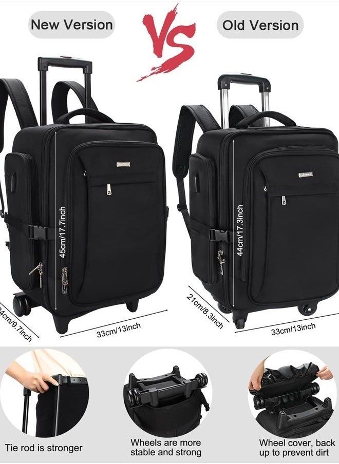 Relavel Rolling Makeup Case, Makeup Backpack Professional Makeup Artist Train Case Trolley Travel Cosmetic Brush Holder Organizer, Extra Large Capacity, with Waterproof Lining and Adjustable Dividers  - Image 2