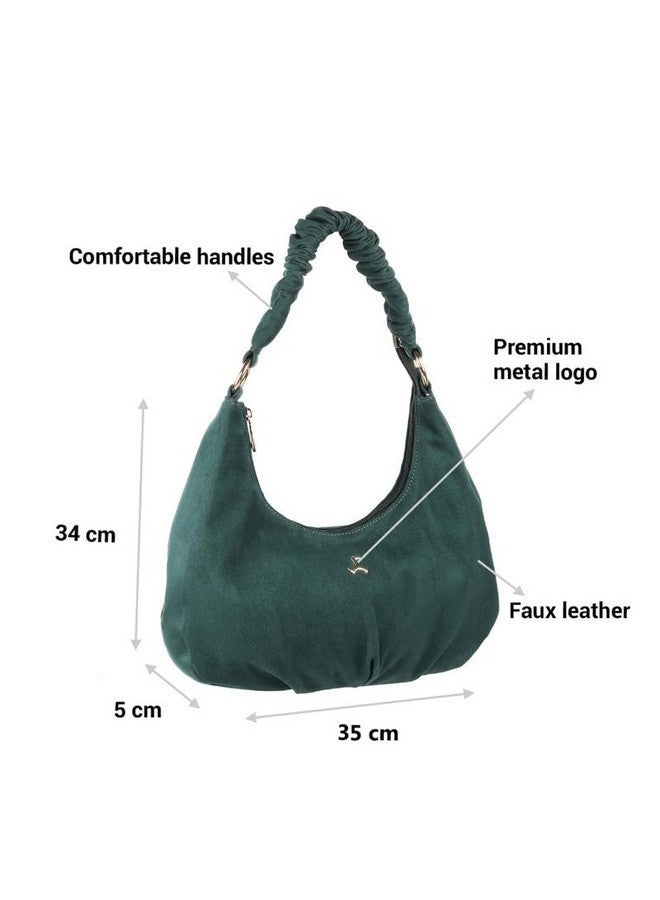 Mochi Green Faux Leather Premium Zipper Casual Hobo Bag For Women - Image 5
