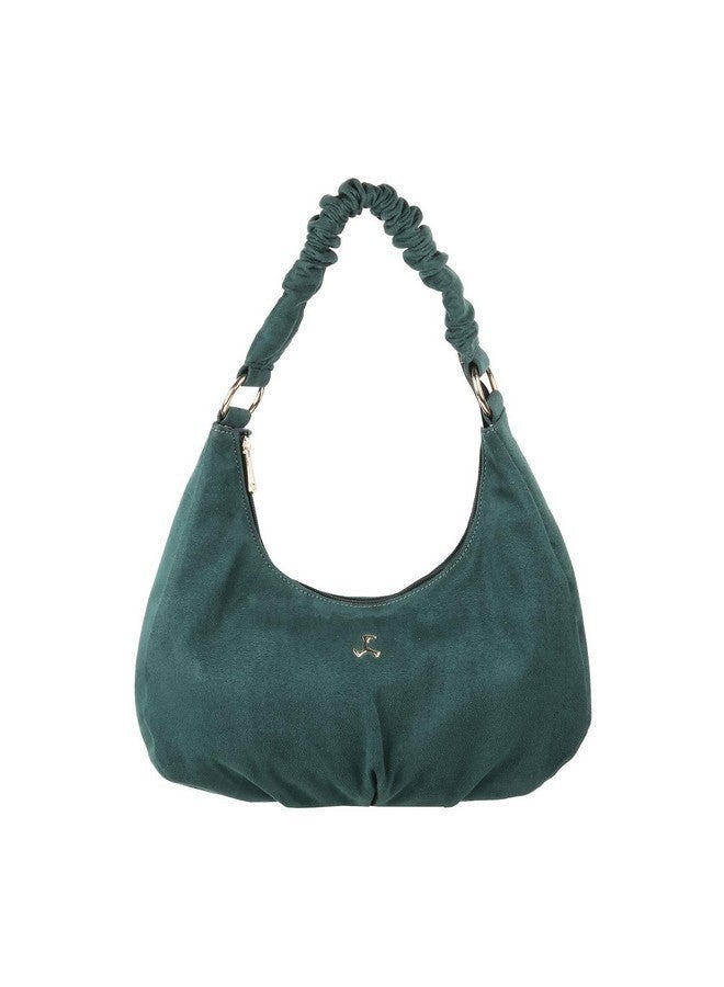 Mochi Green Faux Leather Premium Zipper Casual Hobo Bag For Women - Image 1