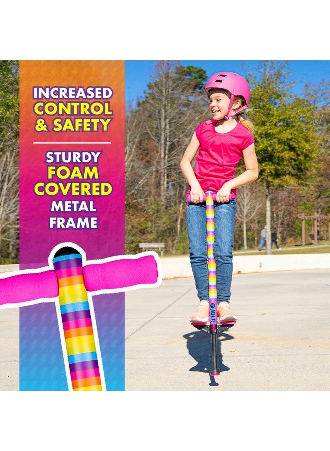 Flybar Flybar Pogo Stick for Kids, 40 to 80 Pounds, Perfect for Beginners, Easy Grip Foam Handles, Anti-Slip Foot Pegs, Outdoor Toys for Boys, Jumper Toys for Girls, Outside Toys for Kids (Jolt, Rainbow) - Image 3
