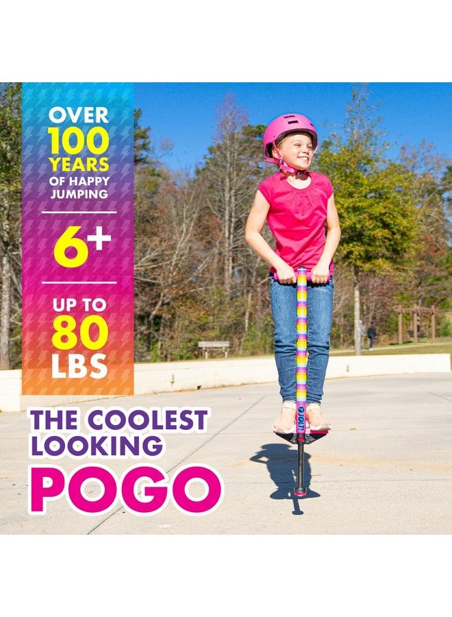 Flybar Flybar Pogo Stick for Kids, 40 to 80 Pounds, Perfect for Beginners, Easy Grip Foam Handles, Anti-Slip Foot Pegs, Outdoor Toys for Boys, Jumper Toys for Girls, Outside Toys for Kids (Jolt, Rainbow) - Image 2
