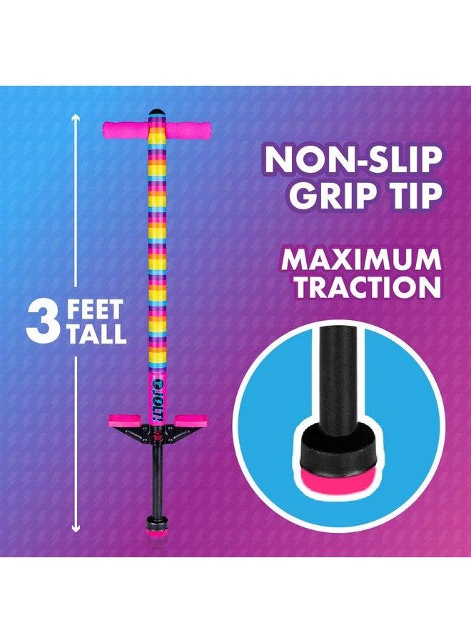 Flybar Flybar Pogo Stick for Kids, 40 to 80 Pounds, Perfect for Beginners, Easy Grip Foam Handles, Anti-Slip Foot Pegs, Outdoor Toys for Boys, Jumper Toys for Girls, Outside Toys for Kids (Jolt, Rainbow) - Image 5