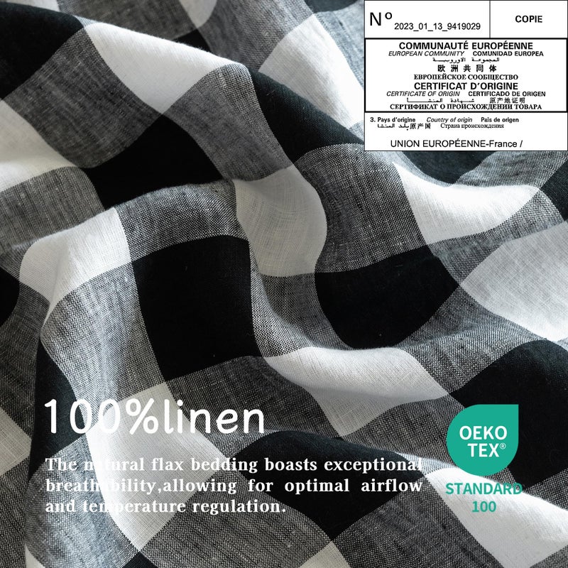 EVERLY 100% Yarn-Dyed Linen Rectangle Tablecloths 60x84Inches for Dining,Buffet Parties,Picnic,Events and Restaurants,Decorative Halloween,Thanksgiving Machine Washable Tablecloths-Black Plaid - Image 3