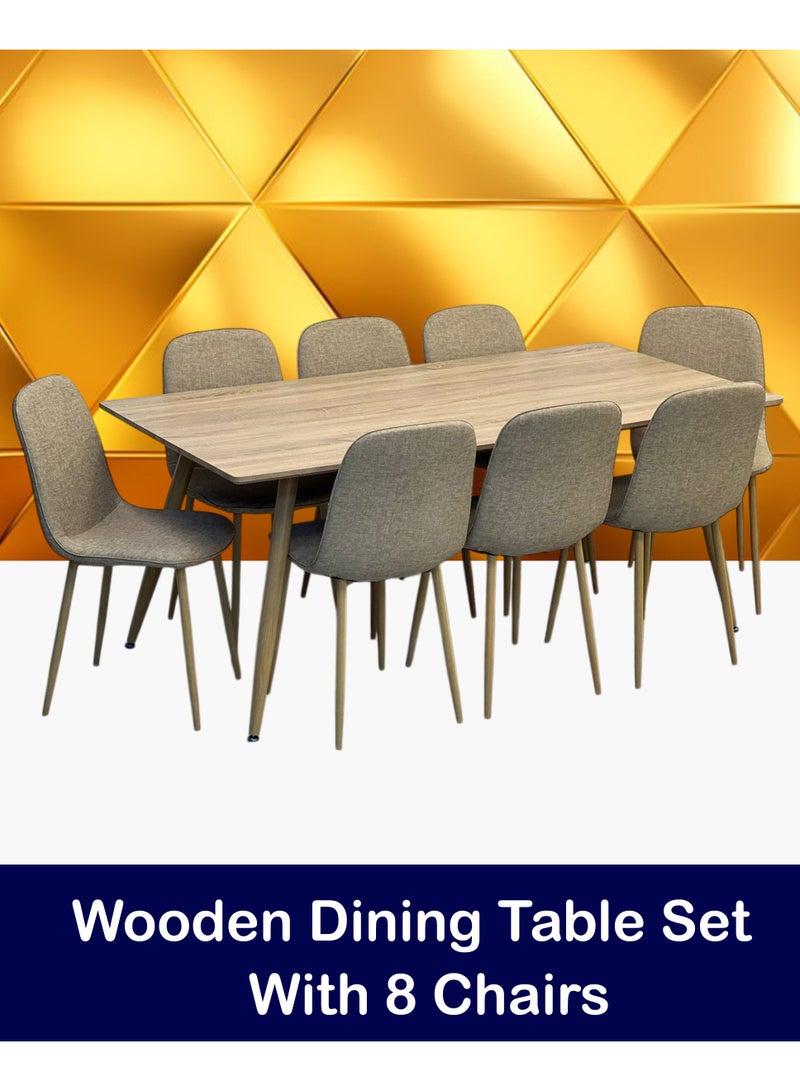 9-Piece Wooden Dining Table Set With 8 Chairs  180*90 CM