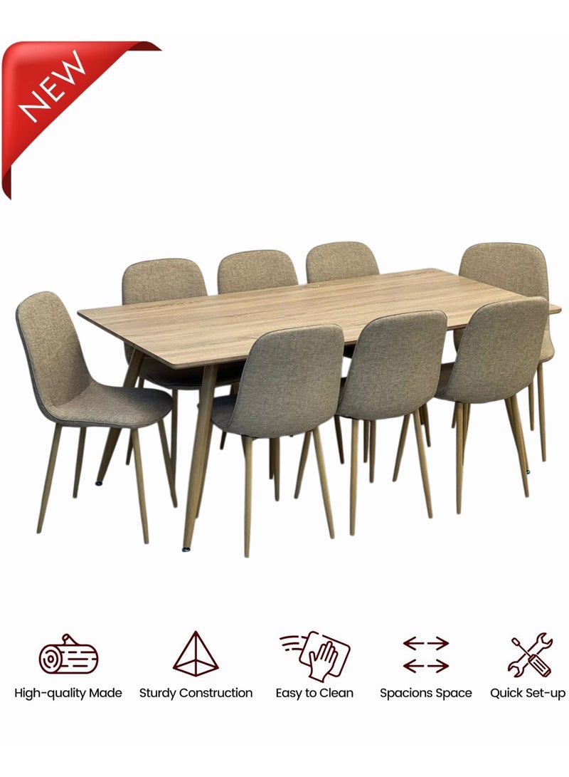 9-Piece Wooden Dining Table Set With 8 Chairs  180*90 CM