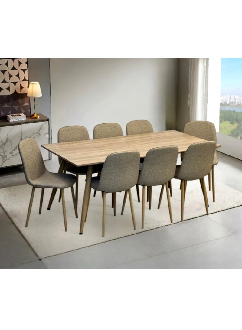 9-Piece Wooden Dining Table Set With 8 Chairs  180*90 CM