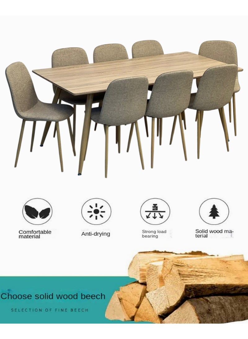 9-Piece Wooden Dining Table Set With 8 Chairs  180*90 CM