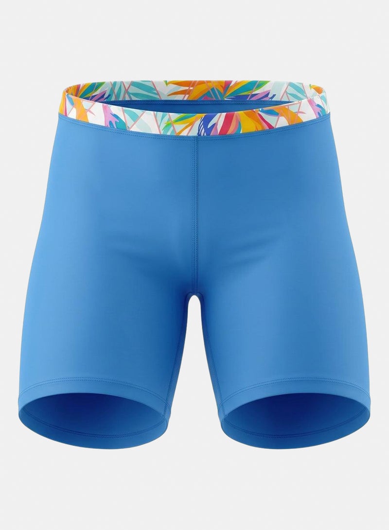 Women Swim Shorts With Tropical Print Waistband