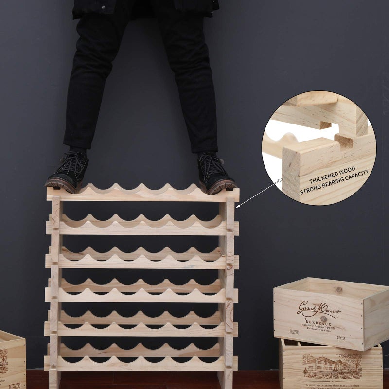 fdjamy Wine Rack Solid Wood Stackable Storage Wooden Wine Rack Wine Cabinet (60 Bottles, Natural Color) - Image 5