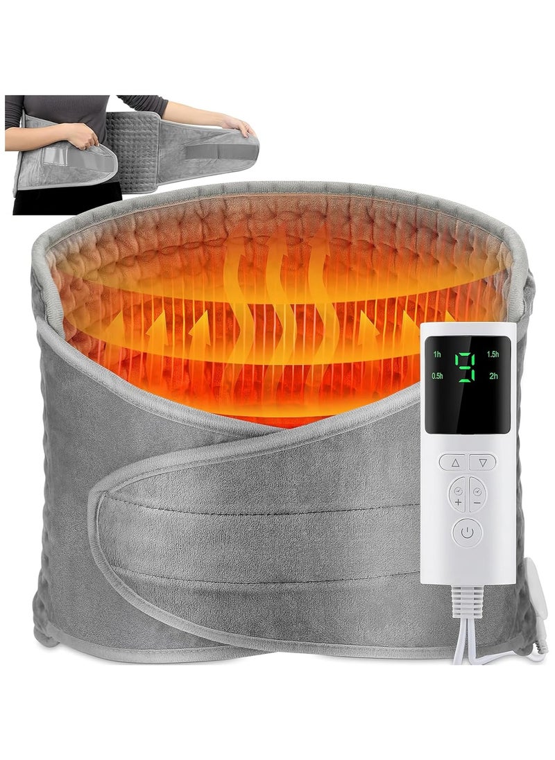 Heating Pad, Electric Waist Heating Pad for Back Pain and Cramps, Electric Fast Heat Pad with LCD Controller, 9 Heating Levels, 4 Gears Timing, Soft Touch & Machine Washable 12"x50"
