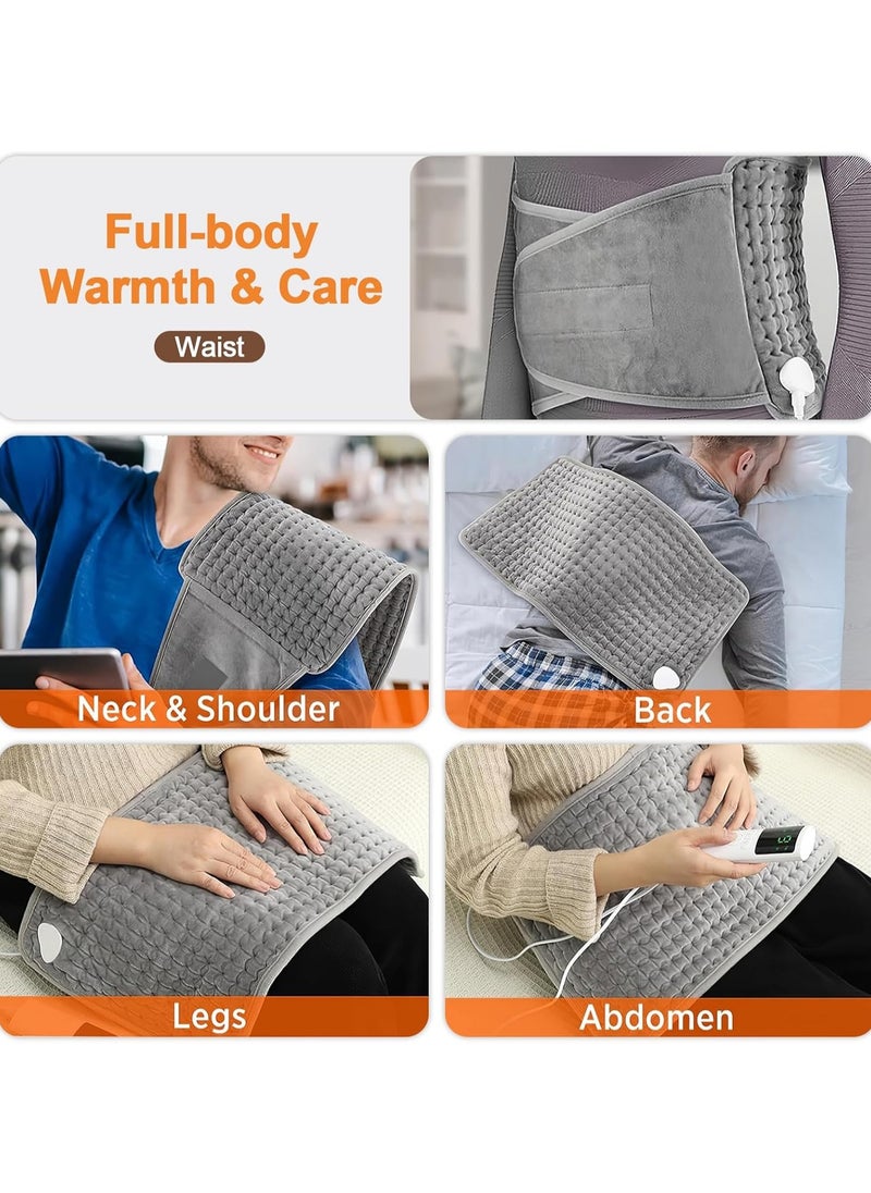 Heating Pad, Electric Waist Heating Pad for Back Pain and Cramps, Electric Fast Heat Pad with LCD Controller, 9 Heating Levels, 4 Gears Timing, Soft Touch & Machine Washable 12"x50"