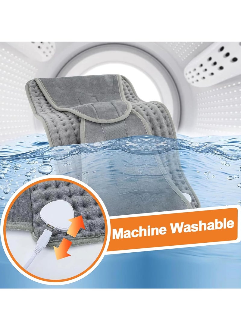 Heating Pad, Electric Waist Heating Pad for Back Pain and Cramps, Electric Fast Heat Pad with LCD Controller, 9 Heating Levels, 4 Gears Timing, Soft Touch & Machine Washable 12"x50"