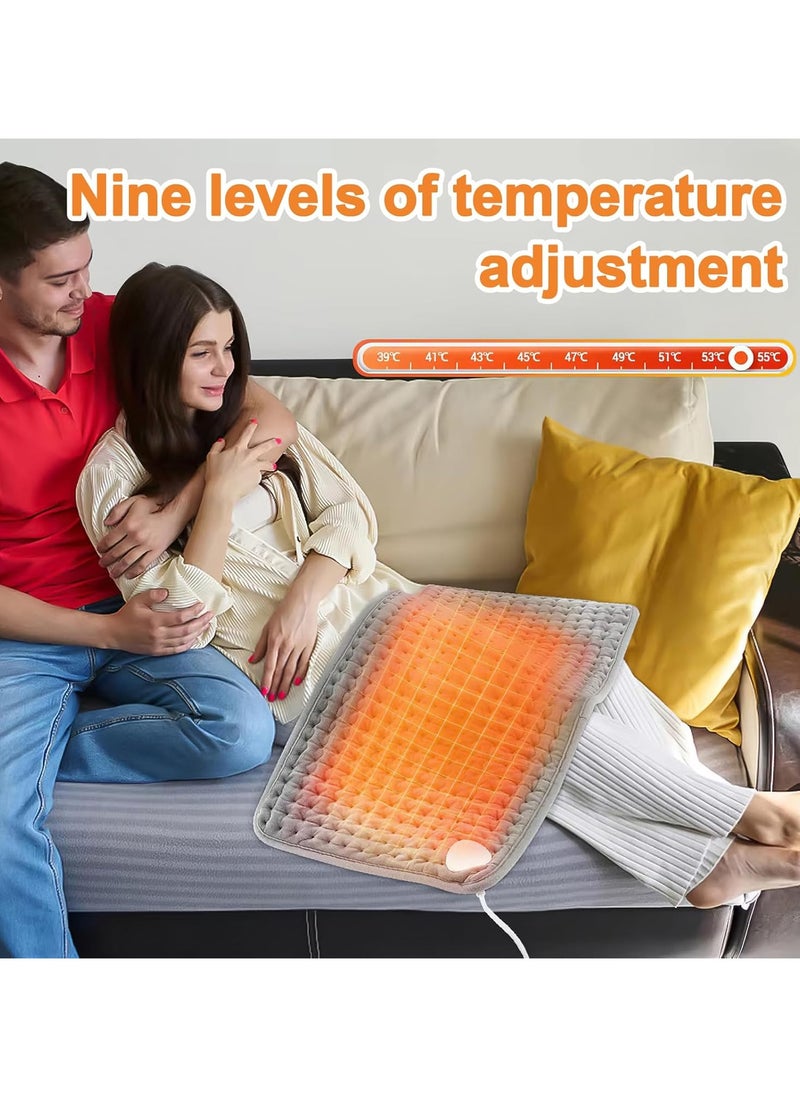 Heating Pad, Electric Waist Heating Pad for Back Pain and Cramps, Electric Fast Heat Pad with LCD Controller, 9 Heating Levels, 4 Gears Timing, Soft Touch & Machine Washable 12"x50"