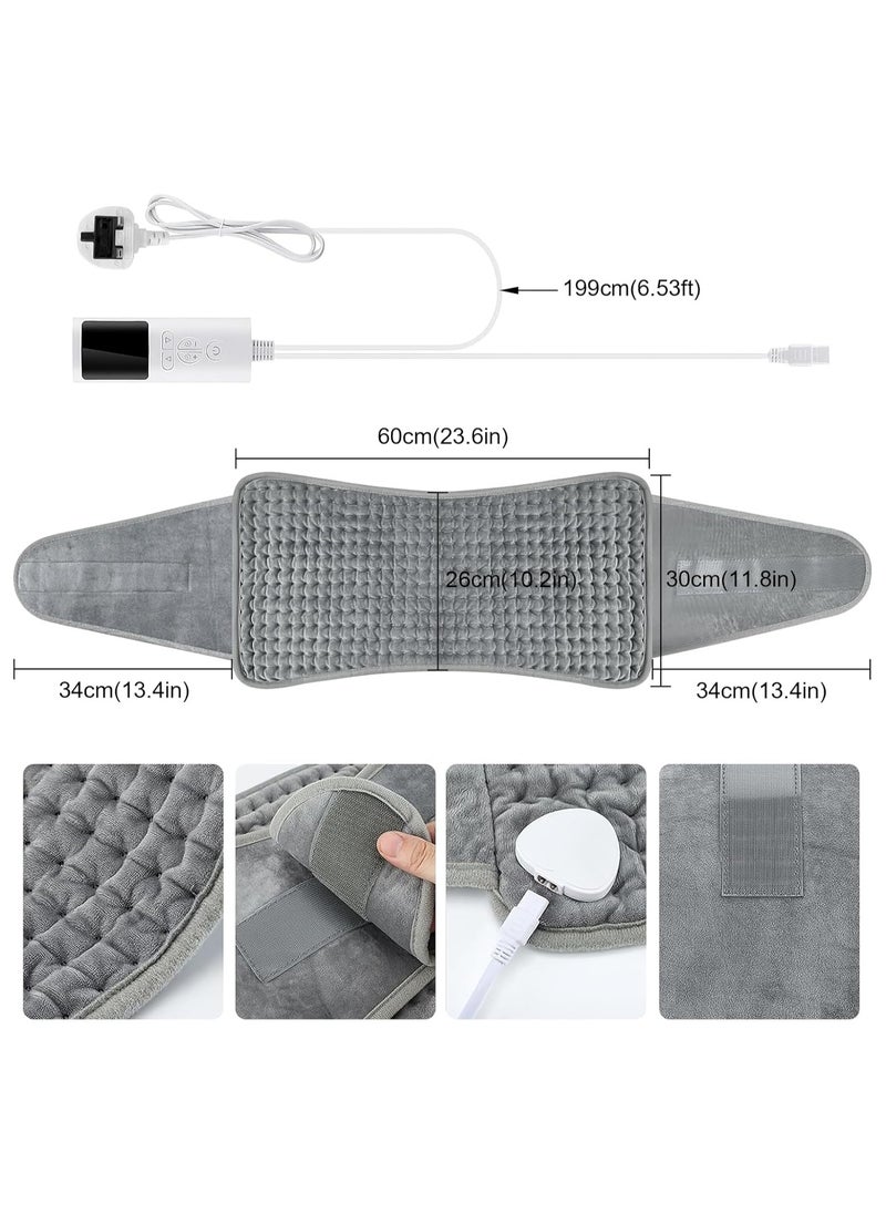 Heating Pad, Electric Waist Heating Pad for Back Pain and Cramps, Electric Fast Heat Pad with LCD Controller, 9 Heating Levels, 4 Gears Timing, Soft Touch & Machine Washable 12"x50"