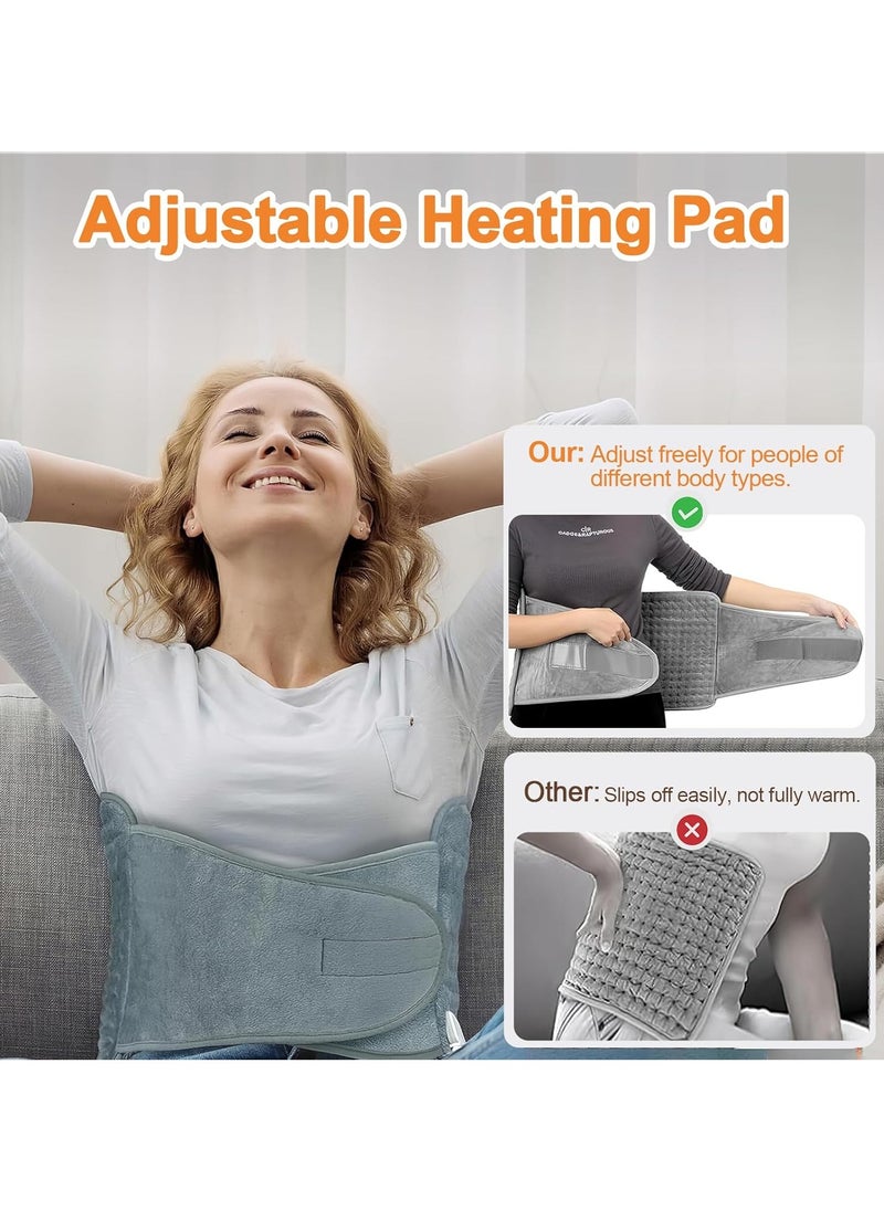 Heating Pad, Electric Waist Heating Pad for Back Pain and Cramps, Electric Fast Heat Pad with LCD Controller, 9 Heating Levels, 4 Gears Timing, Soft Touch & Machine Washable 12"x50"