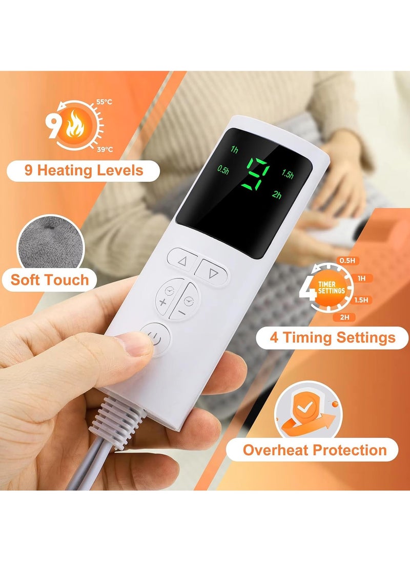 Heating Pad, Electric Waist Heating Pad for Back Pain and Cramps, Electric Fast Heat Pad with LCD Controller, 9 Heating Levels, 4 Gears Timing, Soft Touch & Machine Washable 12"x50"