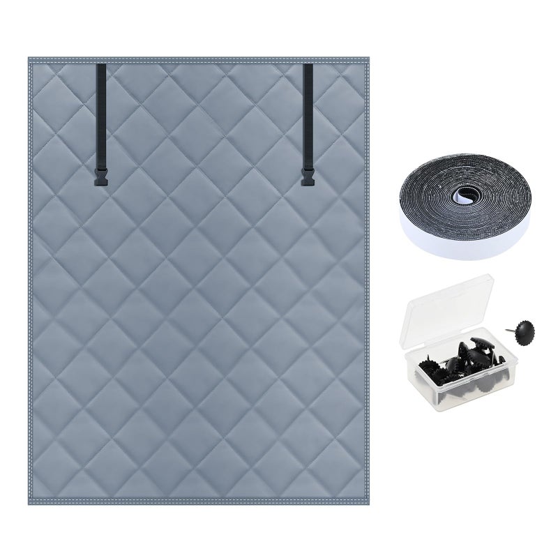 Lemfema 3 Layer 63" x 47" Thermal Insulated Window Cover, Window Insulation Kit - Heavy-Duty Oxford Fabric & Cotton Winter Curtain with Velcro & Thumbtacks, Insulation Kit for Cold Weather to Keep Warm - Image 1