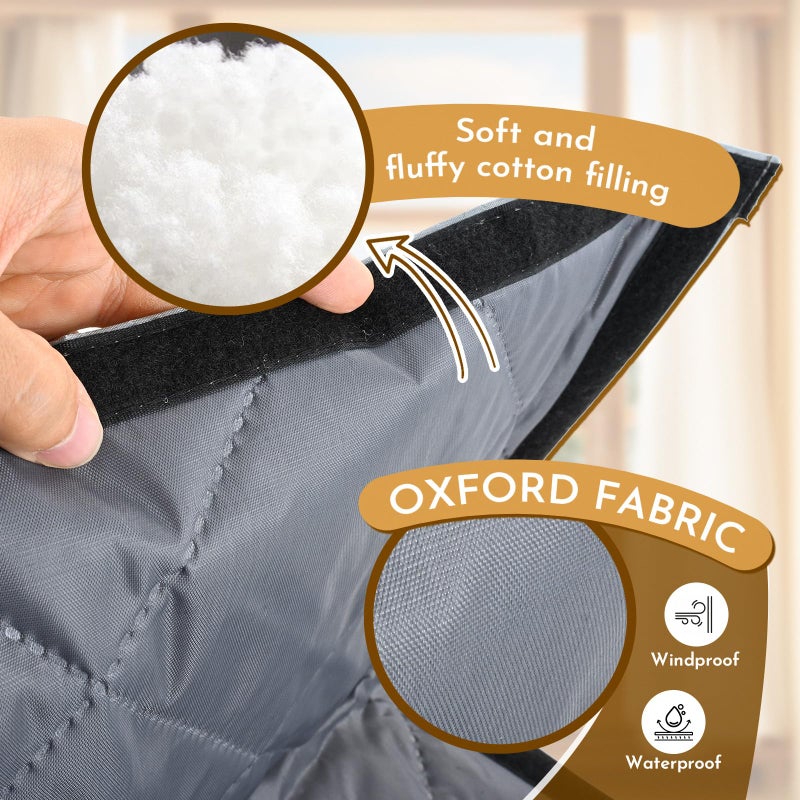 Lemfema 3 Layer 63" x 47" Thermal Insulated Window Cover, Window Insulation Kit - Heavy-Duty Oxford Fabric & Cotton Winter Curtain with Velcro & Thumbtacks, Insulation Kit for Cold Weather to Keep Warm - Image 5