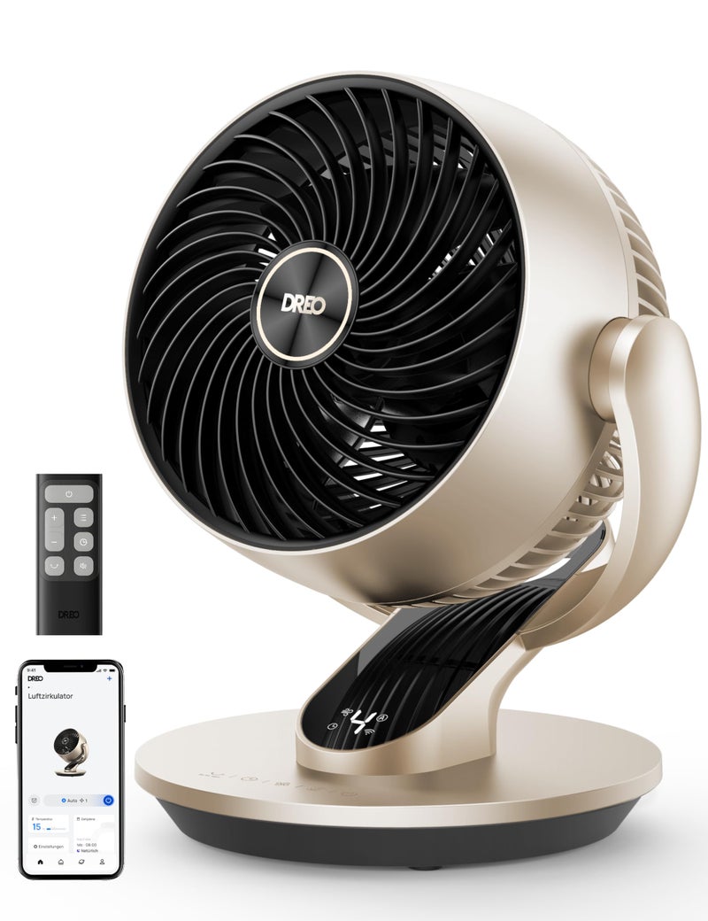 Dreo Smart Desk Fan for Bedroom 13 Powerful 70 ft Whole Room Air Circulator Fan 12090 Oscillating Fans with Voice Control 4 Speeds 5 Modes 12H Timer Portable Table Fan for Office Home